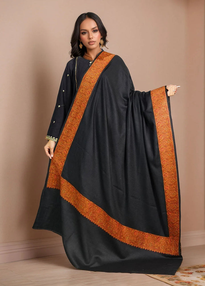 Sanaulla Exclusive Range Pashmina Shawl D-10 Black - Winter Collection