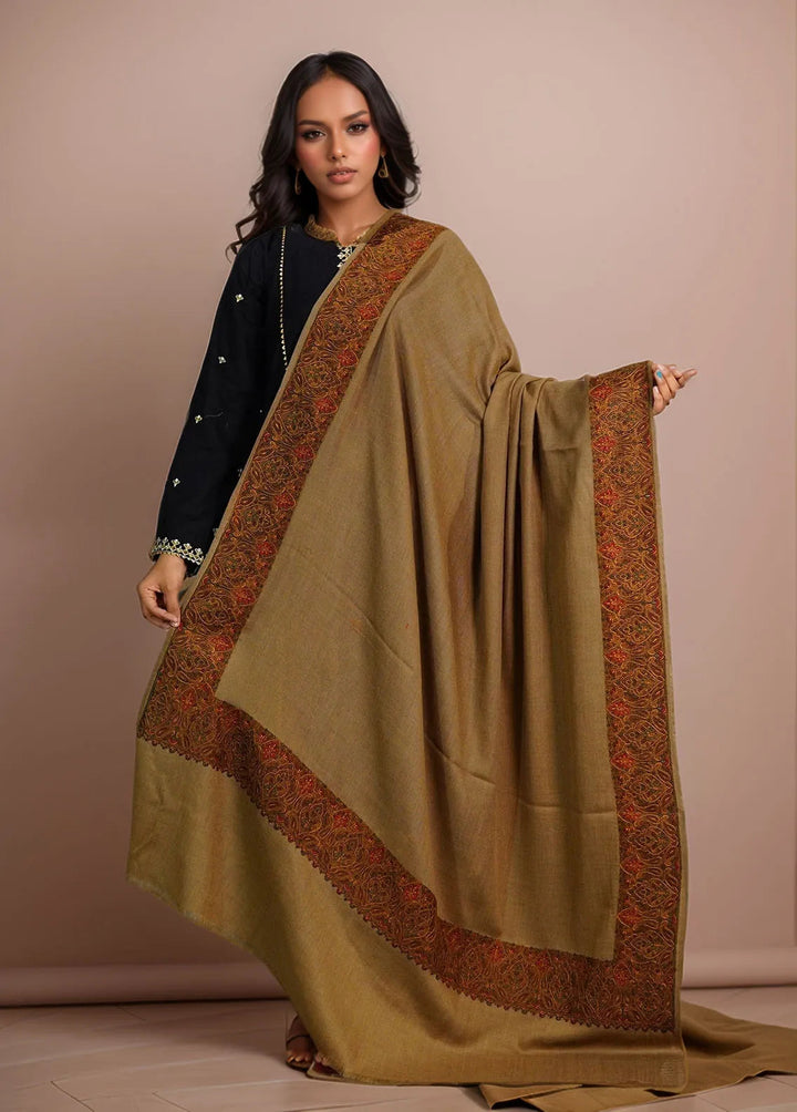 Sanaulla Exclusive Range Pashmina Shawl D-10 Dark Brown - Winter Collection