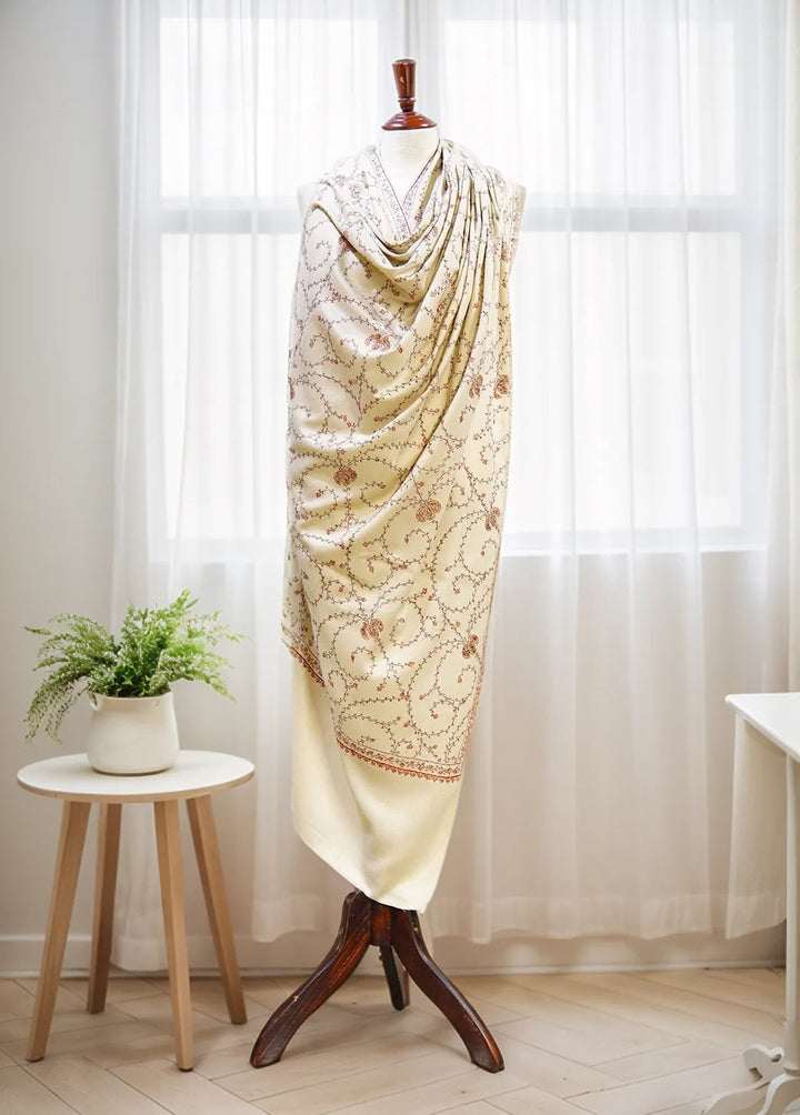 Sanaulla Exclusive Range Pashmina Shawl D-12 Cream 4 - Winter Collection