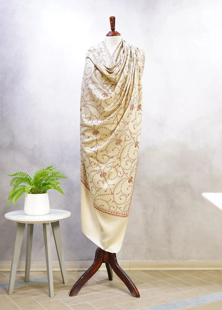 Sanaulla Exclusive Range Pashmina Shawl D-12 Cream 4 - Winter Collection