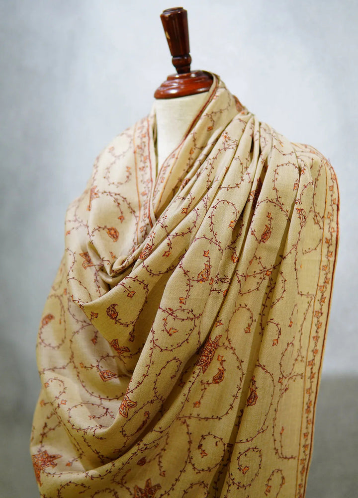 Sanaulla Exclusive Range Pashmina Shawl D-12 Light Brown - Winter Collection