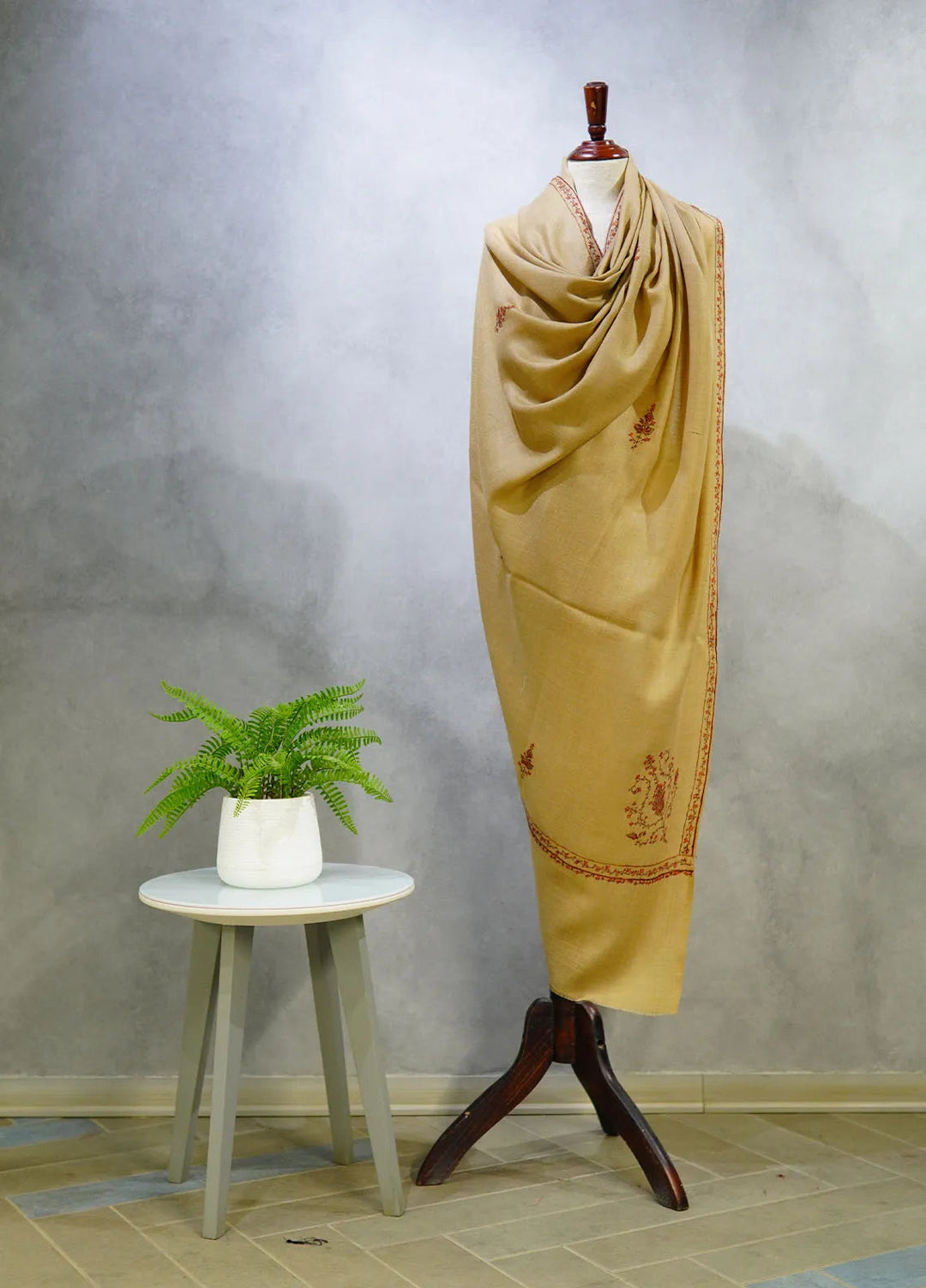 Sanaulla Exclusive Range Pashmina Shawl D-13 Beige 1 - Winter Collection