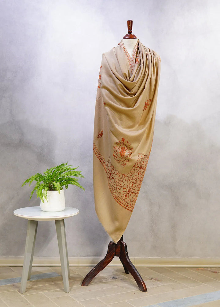 Sanaulla Exclusive Range Pashmina Shawl D-13 Beige 2 - Winter Collection