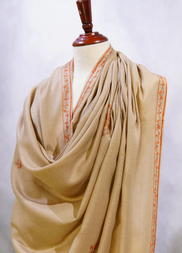 Sanaulla Exclusive Range Pashmina Shawl D-13 Beige 3 - Winter Collection