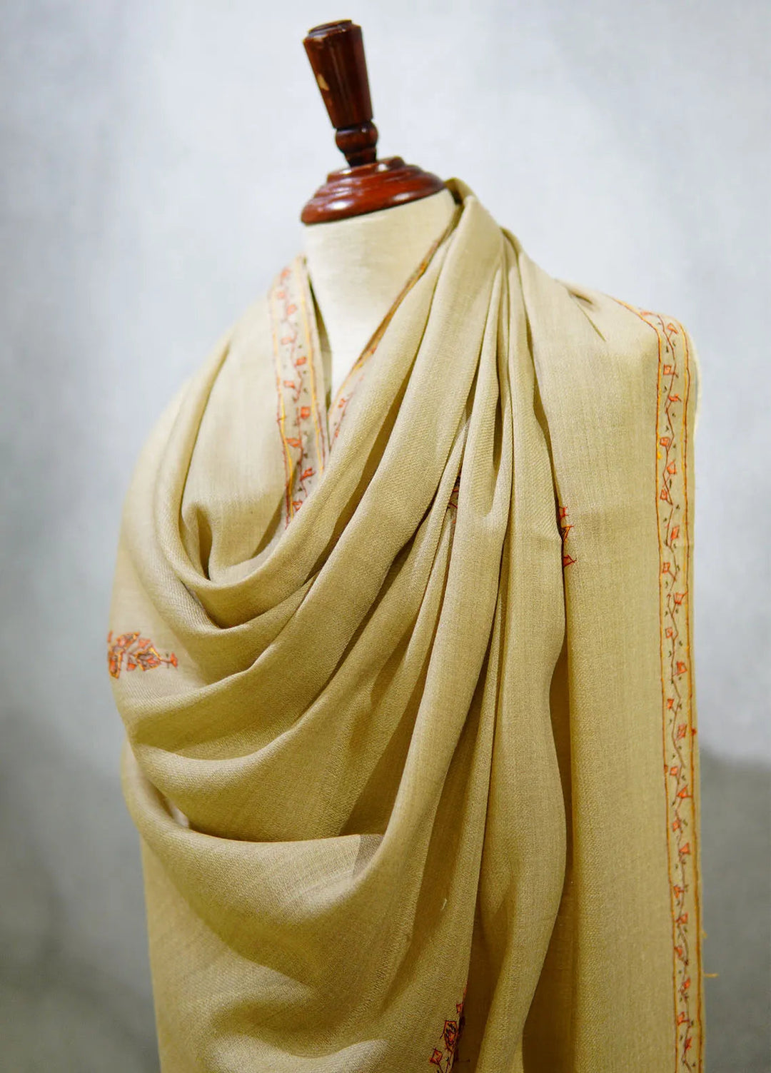 Sanaulla Exclusive Range Pashmina Shawl D-13 Light Brown 2 - Winter Collection