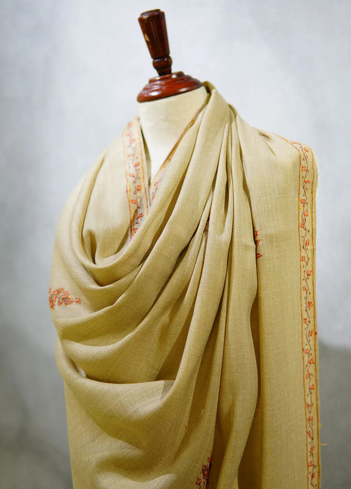 Sanaulla Exclusive Range Pashmina Shawl D-13 Light Brown 2 - Winter Collection