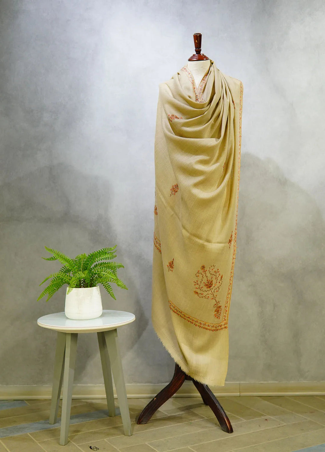 Sanaulla Exclusive Range Pashmina Shawl D-13 Light Brown 2 - Winter Collection