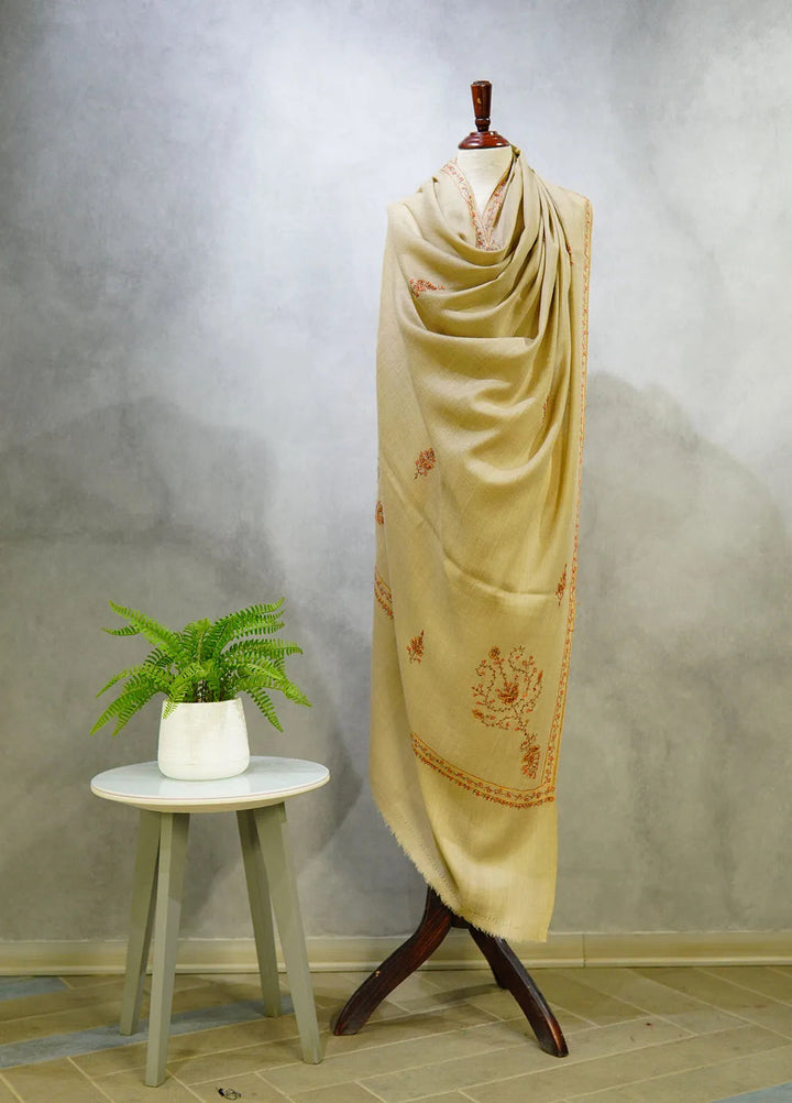 Sanaulla Exclusive Range Pashmina Shawl D-13 Light Brown 2 - Winter Collection