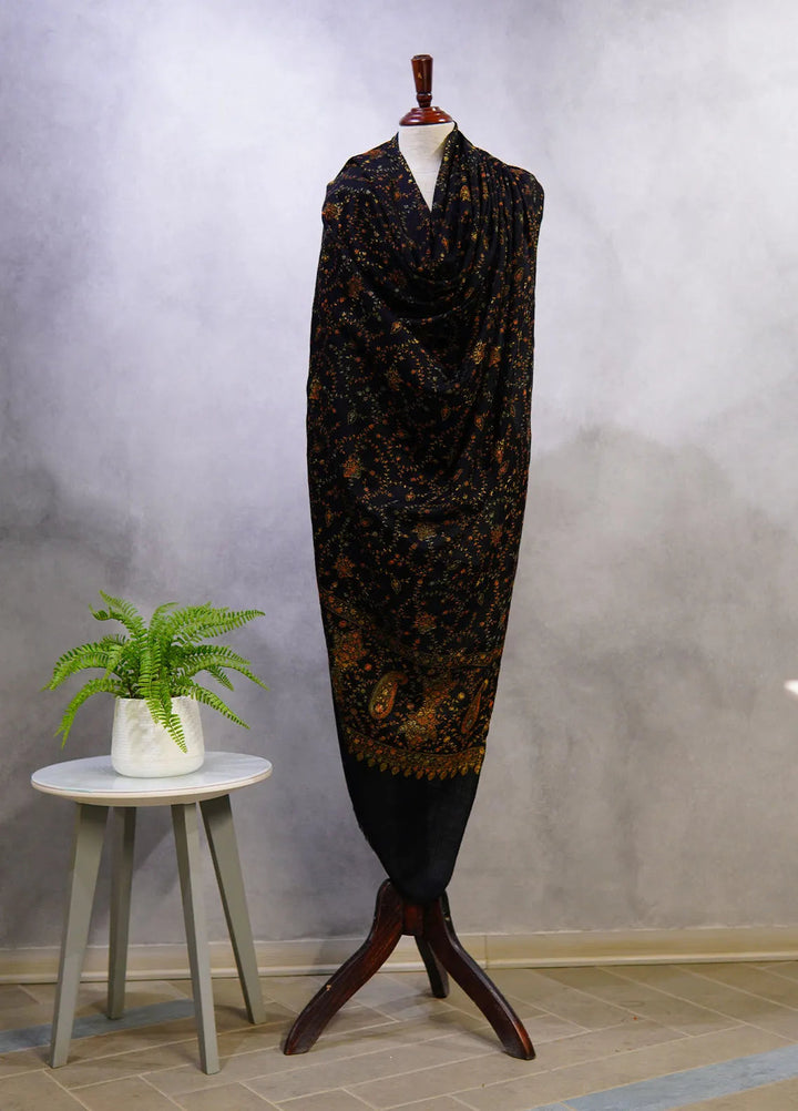 Sanaulla Exclusive Range Pashmina Shawl D-16 Black 3 - Winter Collection