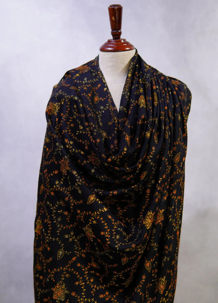 Sanaulla Exclusive Range Pashmina Shawl D-16 Black 3 - Winter Collection