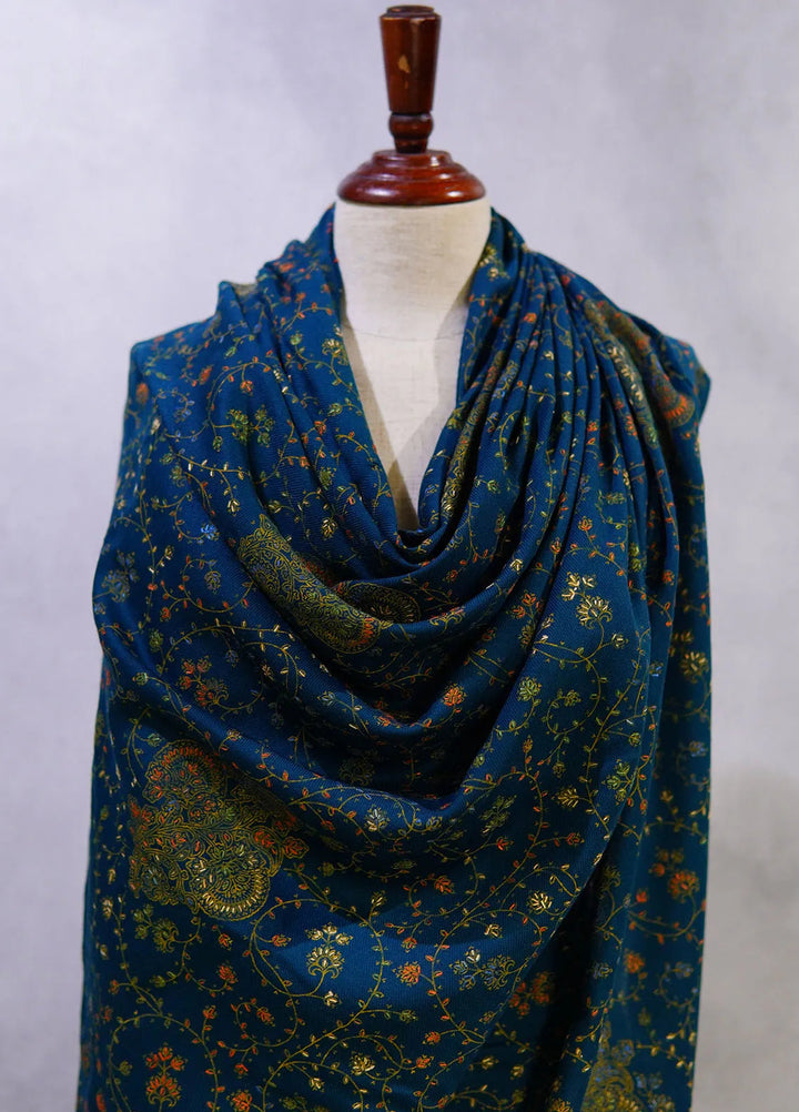 Sanaulla Exclusive Range Pashmina Shawl D-16 Bottle Green 1 - Winter Collection
