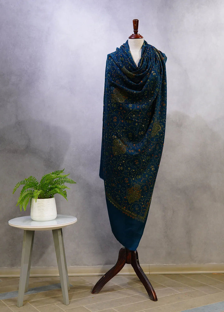 Sanaulla Exclusive Range Pashmina Shawl D-16 Bottle Green 1 - Winter Collection