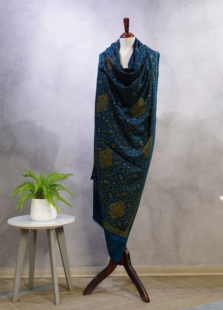 Sanaulla Exclusive Range Pashmina Shawl D-16 Bottle Green 2 - Winter Collection