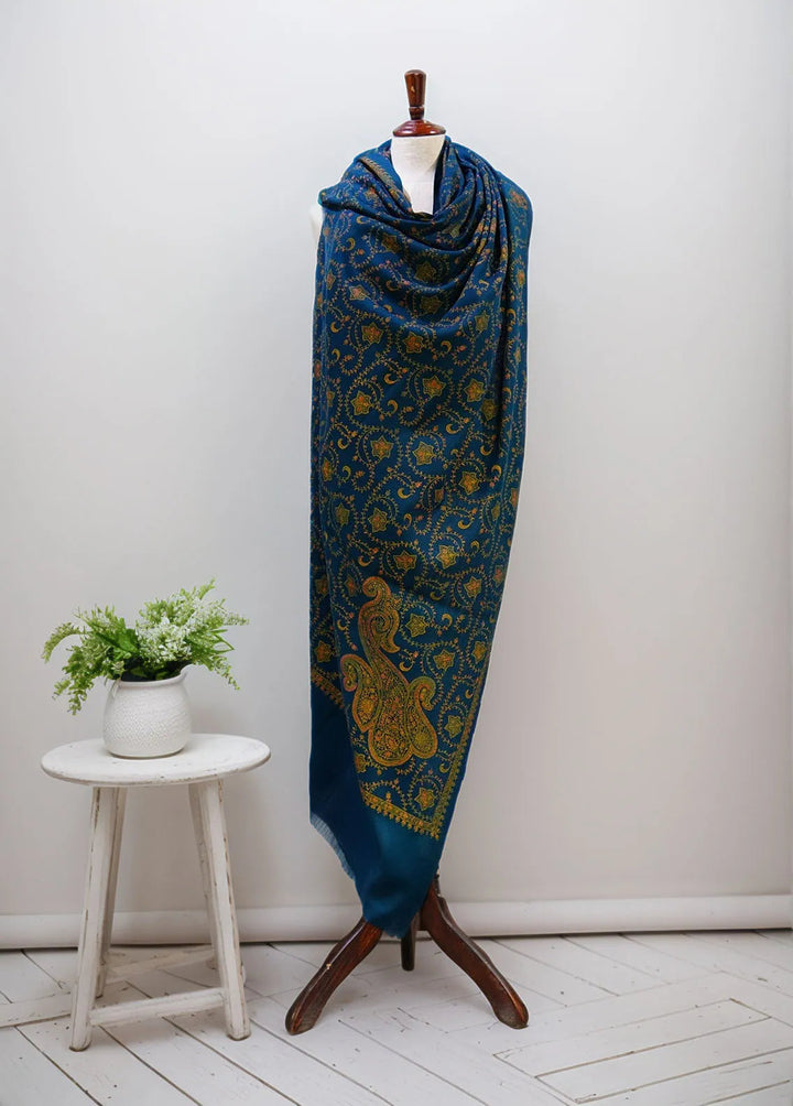 Sanaulla Exclusive Range Pashmina Shawl D-16 Bottle Green 3 - Winter Collection