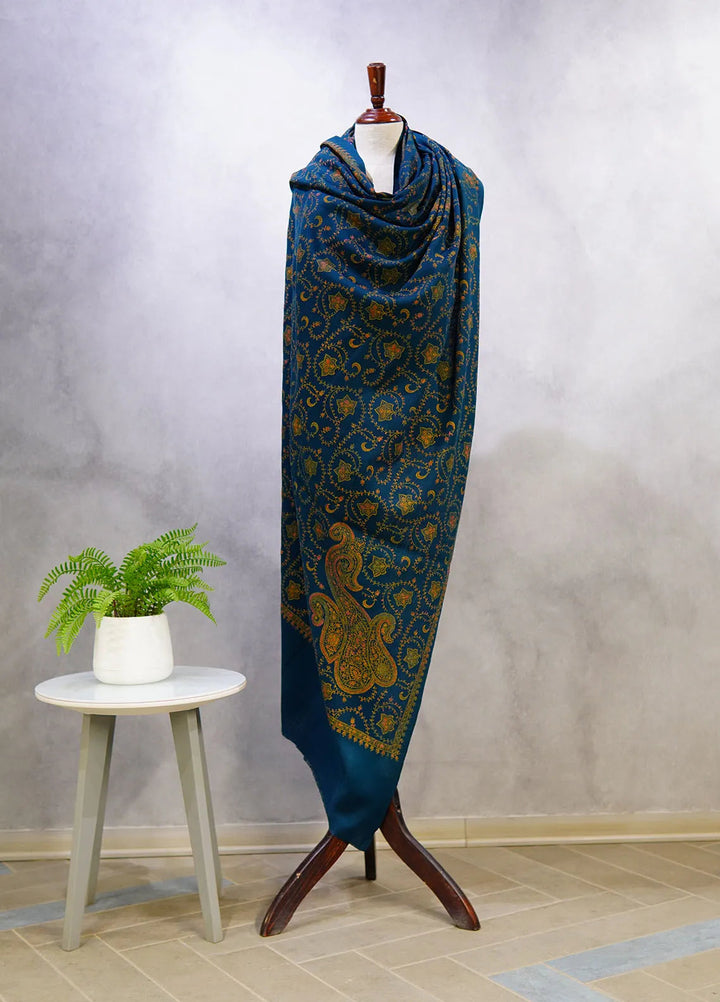 Sanaulla Exclusive Range Pashmina Shawl D-16 Bottle Green 3 - Winter Collection