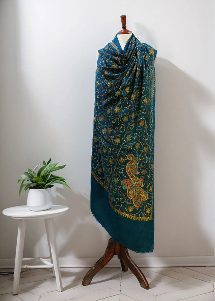 Sanaulla Exclusive Range Pashmina Shawl D-16 Bottle Green 6 - Winter Collection