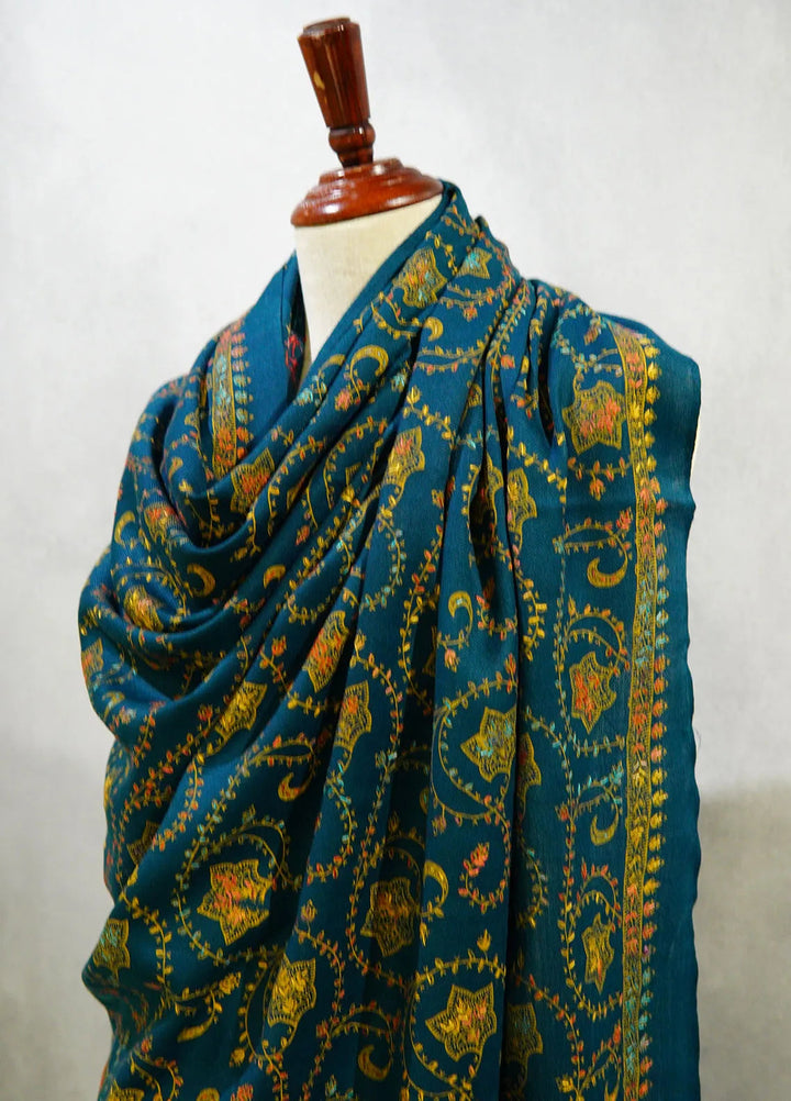 Sanaulla Exclusive Range Pashmina Shawl D-16 Bottle Green 6 - Winter Collection