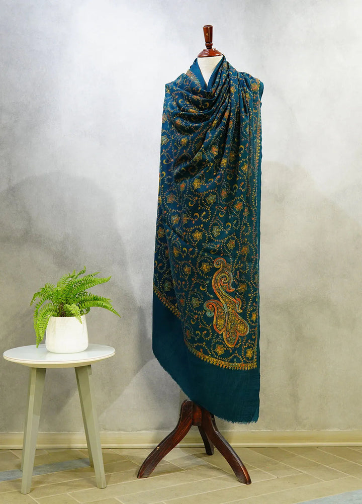 Sanaulla Exclusive Range Pashmina Shawl D-16 Bottle Green 6 - Winter Collection