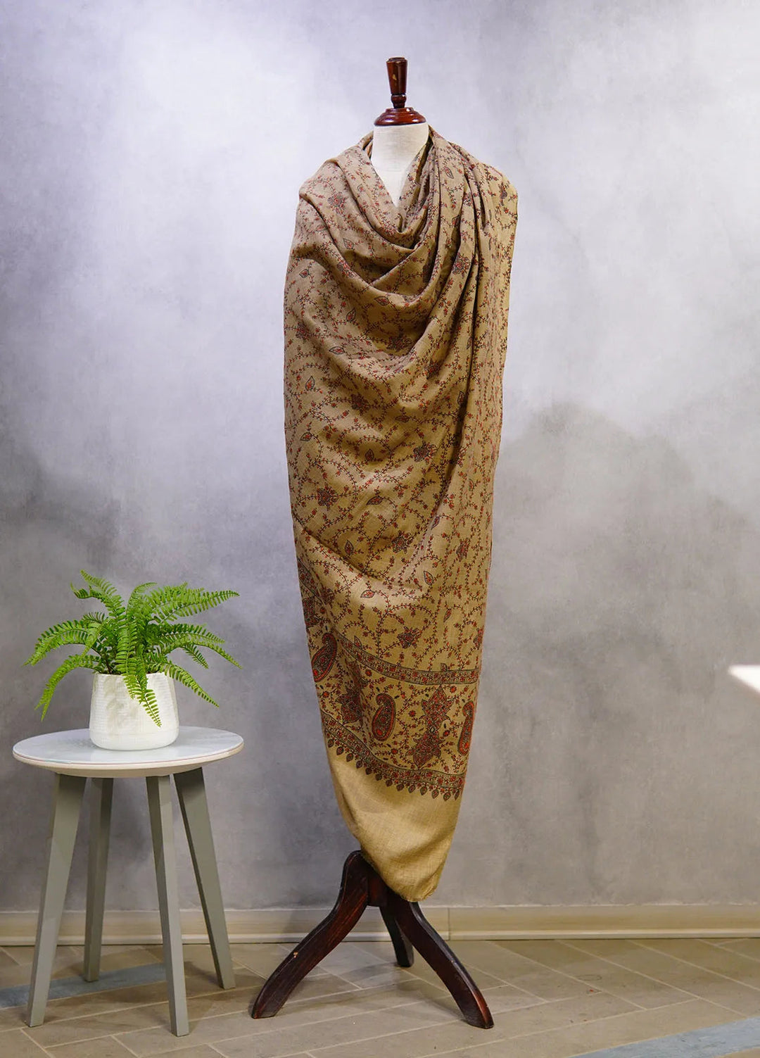 Sanaulla Exclusive Range Pashmina Shawl D-16 Brown 3 - Winter Collection