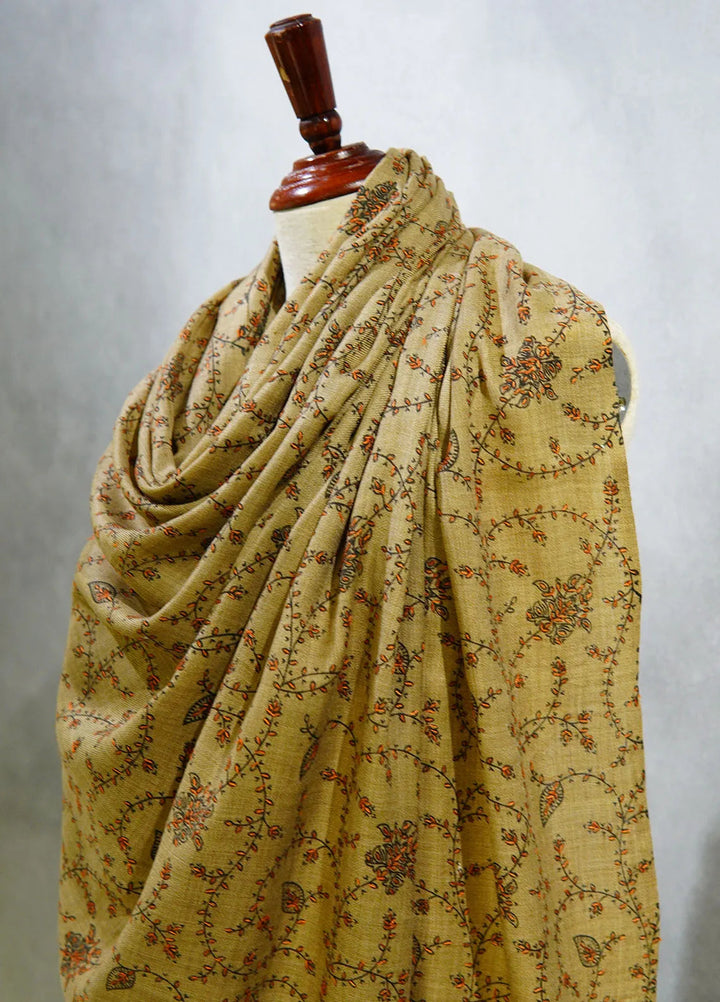 Sanaulla Exclusive Range Pashmina Shawl D-16 Brown 5 - Winter Collection