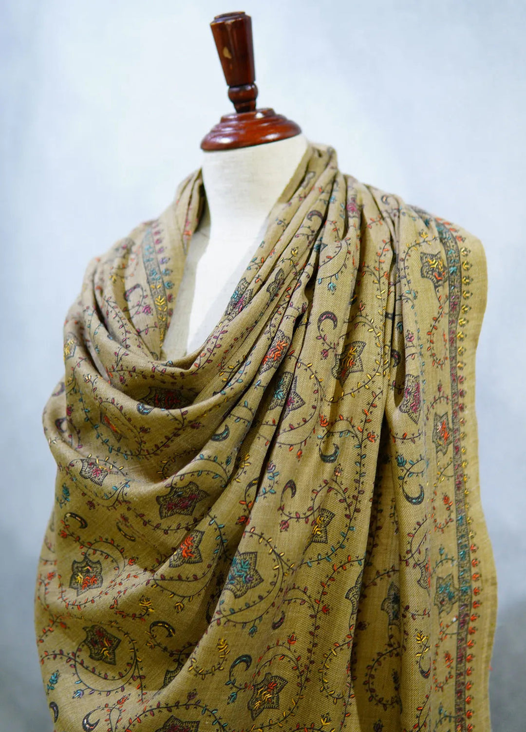 Sanaulla Exclusive Range Pashmina Shawl D-16 Brown 8 - Winter Collection