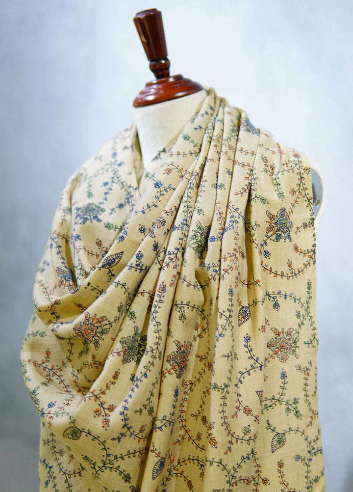 Sanaulla Exclusive Range Pashmina Shawl D-16 Light Brown 3 - Winter Collection