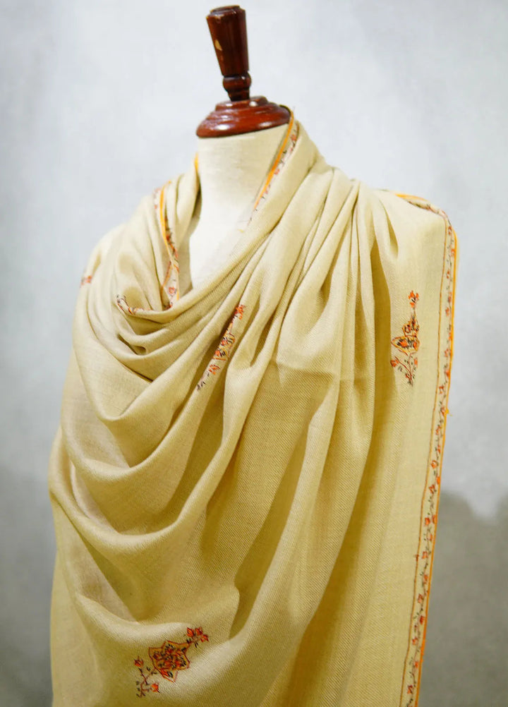 Sanaulla Exclusive Range Pashmina Shawl D-16 Light Brown 5 - Winter Collection