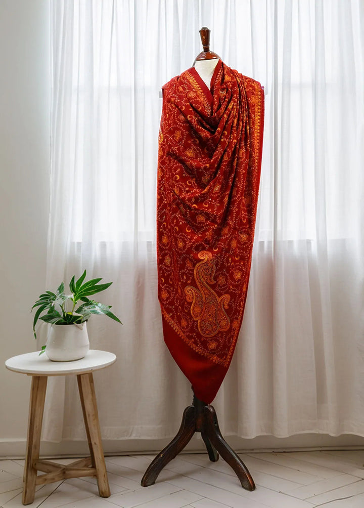 Sanaulla Exclusive Range Pashmina Shawl D-16 Mehroon 6 - Winter Collection