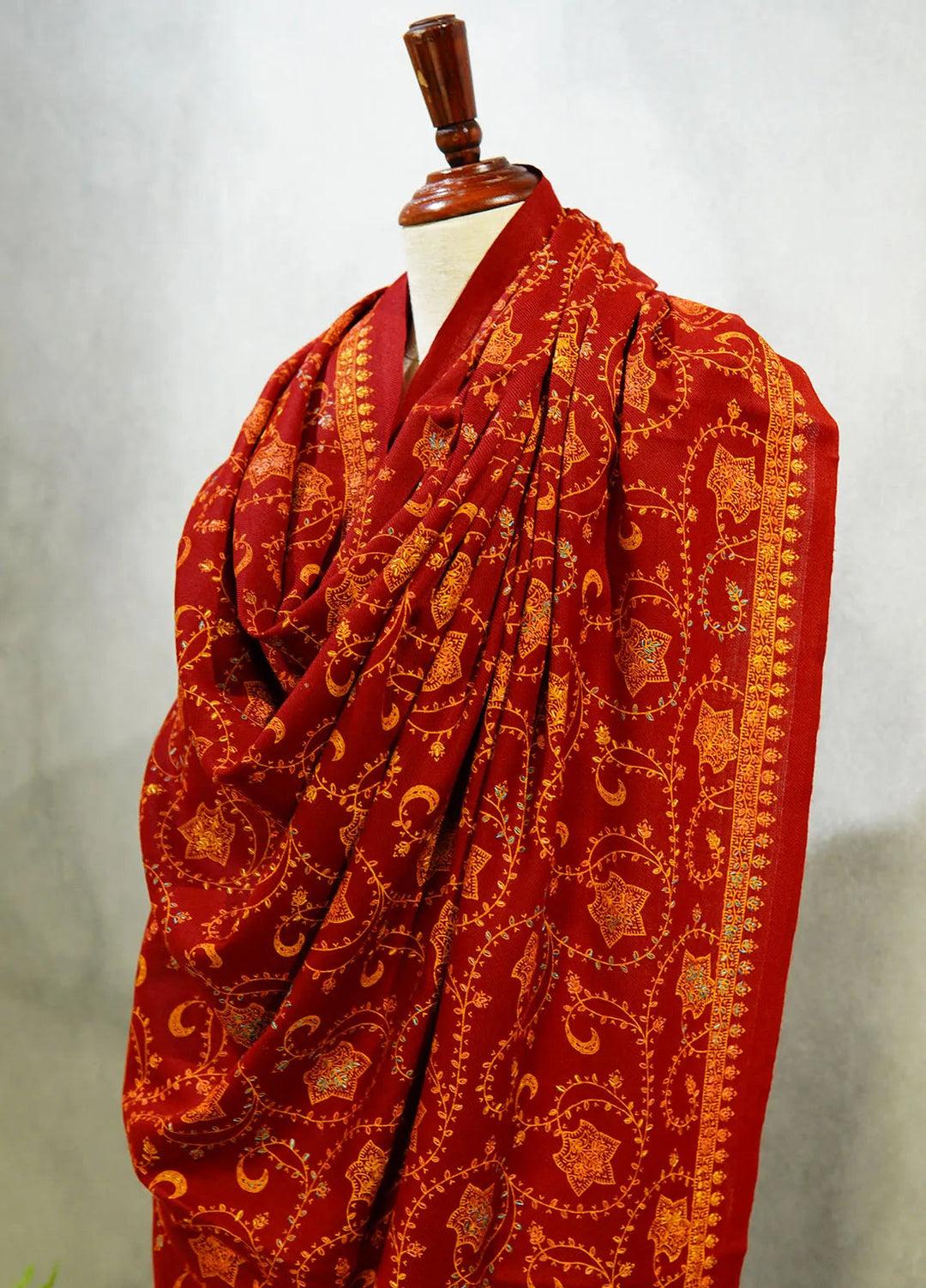 Sanaulla Exclusive Range Pashmina Shawl D-16 Mehroon 6 - Winter Collection