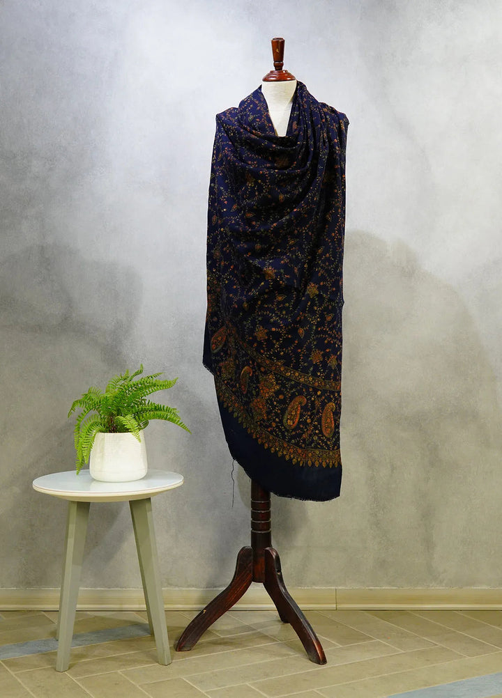 Sanaulla Exclusive Range Pashmina Shawl D-16 Navy Blue 2 - Winter Collection