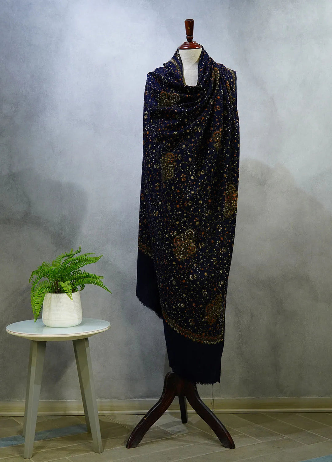 Sanaulla Exclusive Range Pashmina Shawl D-16 Navy Blue 4 - Winter Collection