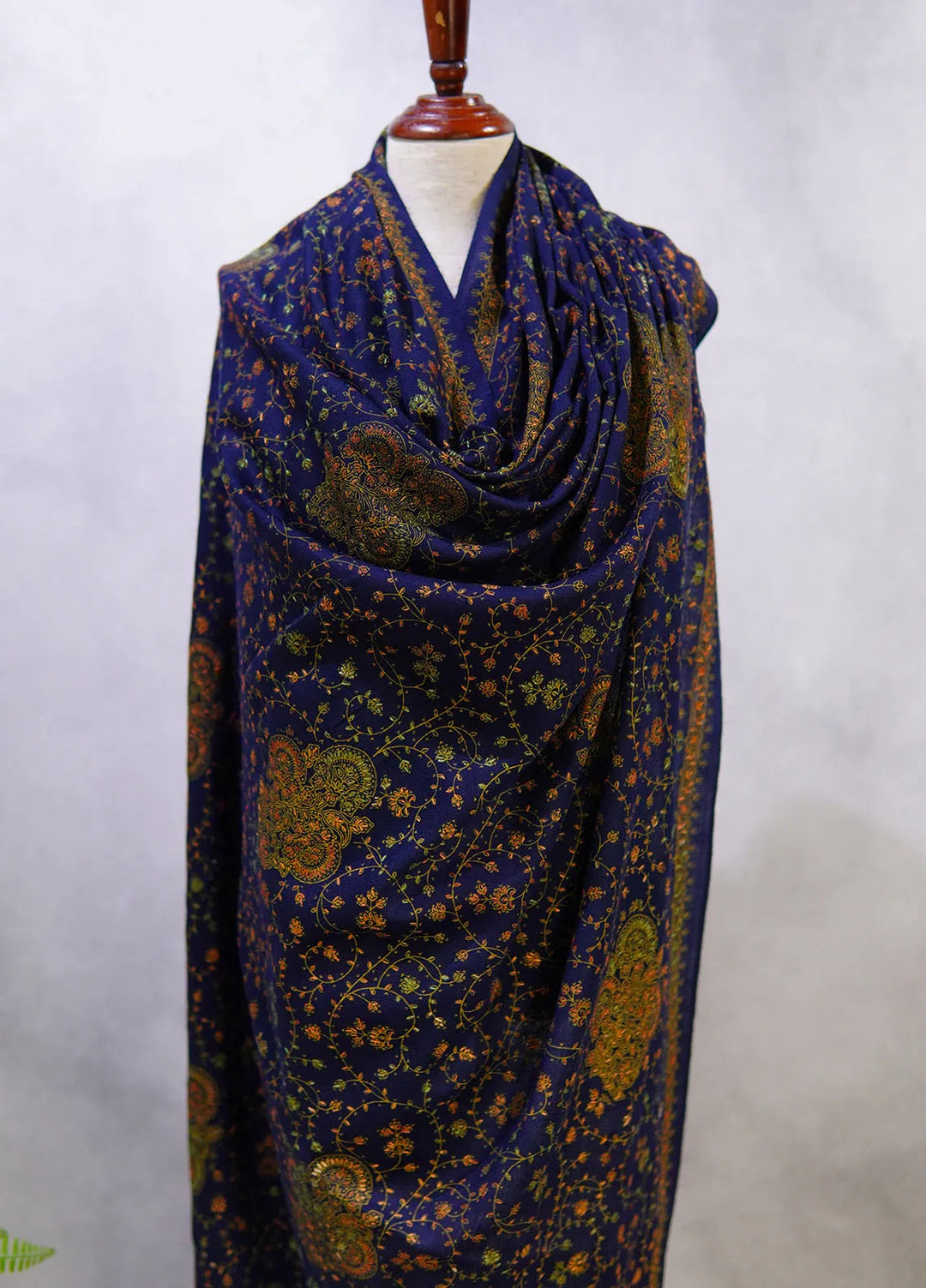 Sanaulla Exclusive Range Pashmina Shawl D-16 Navy Blue 5 - Winter Collection