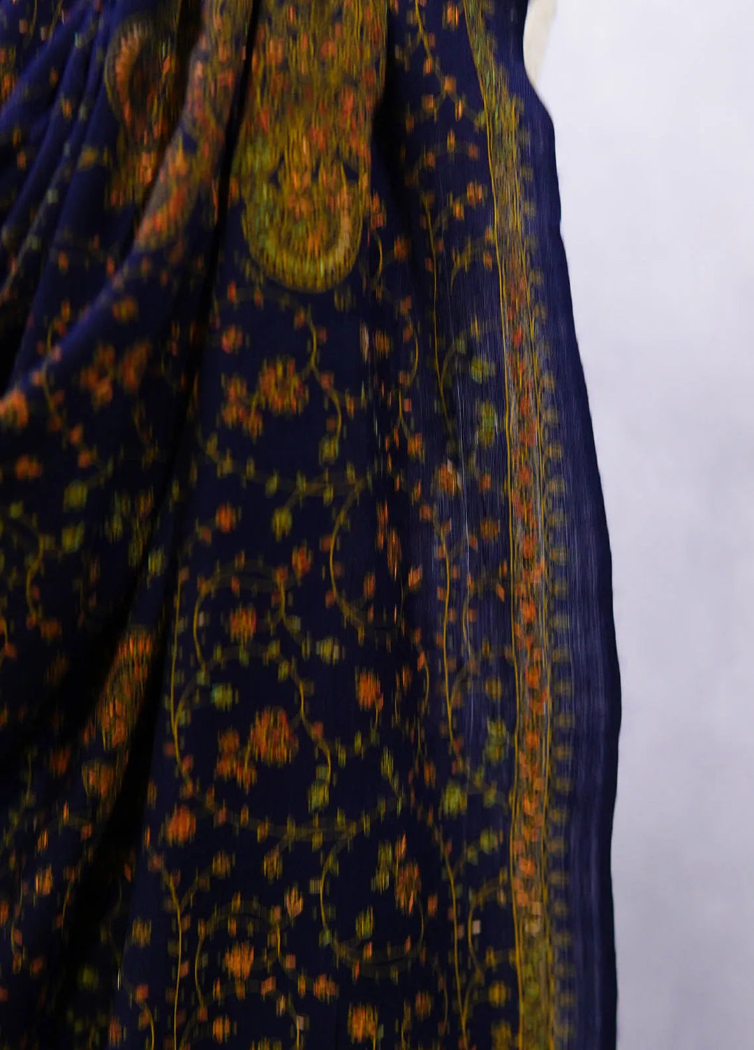 Sanaulla Exclusive Range Pashmina Shawl D-16 Navy Blue 5 - Winter Collection