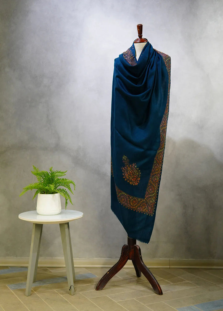 Sanaulla Exclusive Range Pashmina Shawl D-17 Bottle Green 1 - Winter Collection