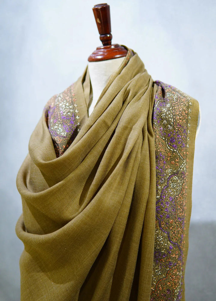 Sanaulla Exclusive Range Pashmina Shawl D-17 Brown 1 - Winter Collection