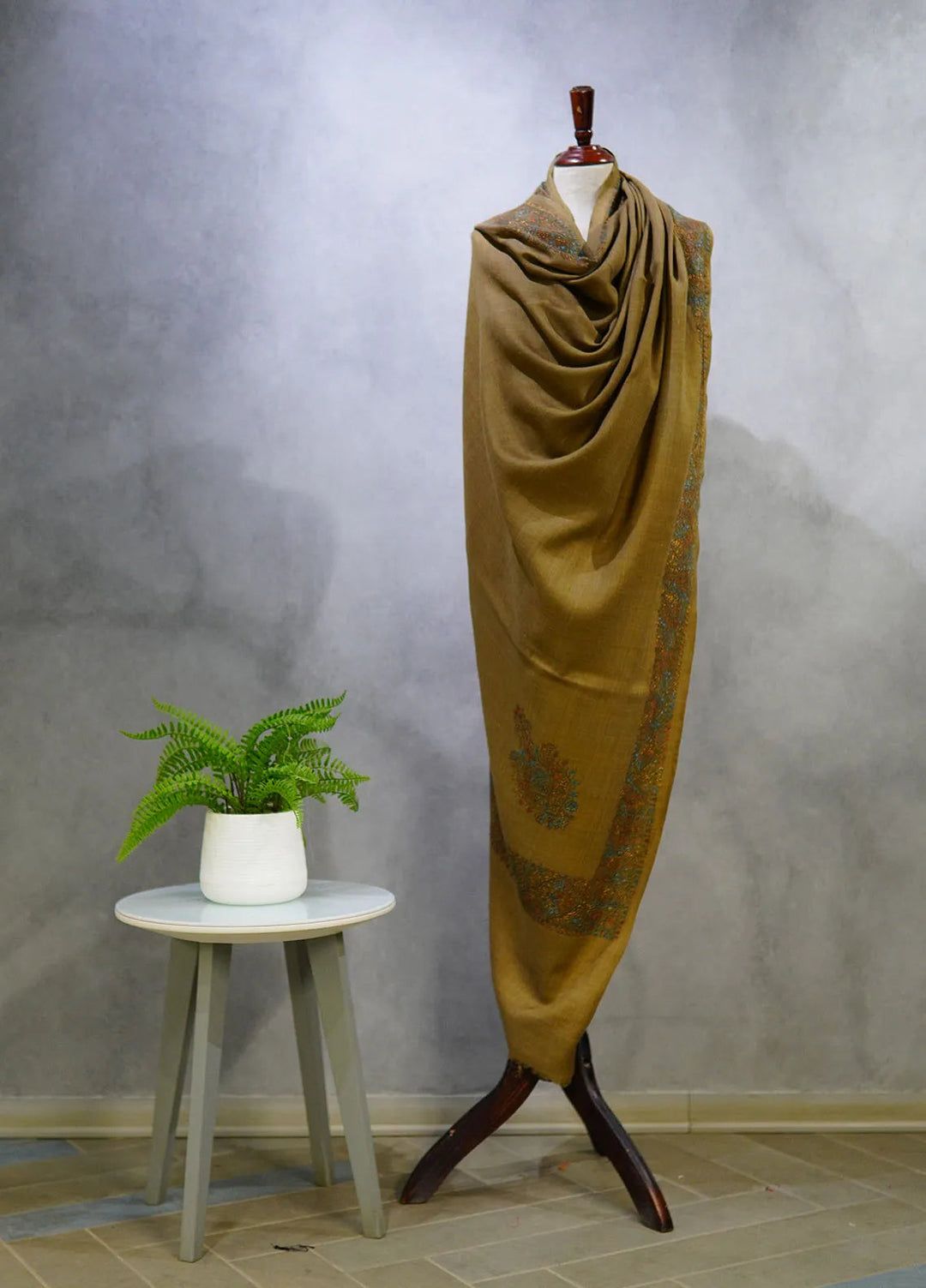 Sanaulla Exclusive Range Pashmina Shawl D-17 Brown 3 - Winter Collection