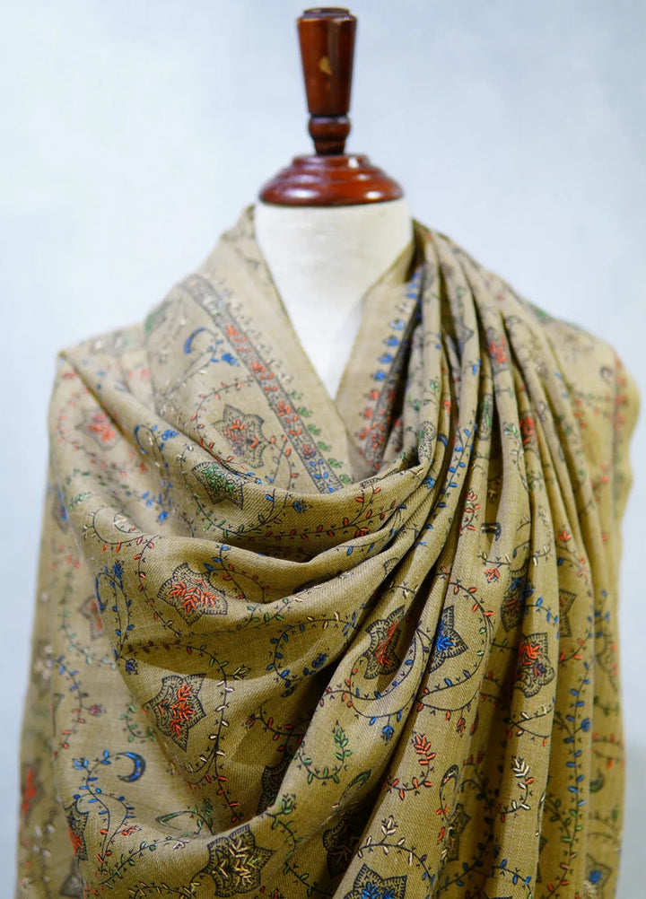 Sanaulla Exclusive Range Pashmina Shawl D-17 Brown 4 - Winter Collection