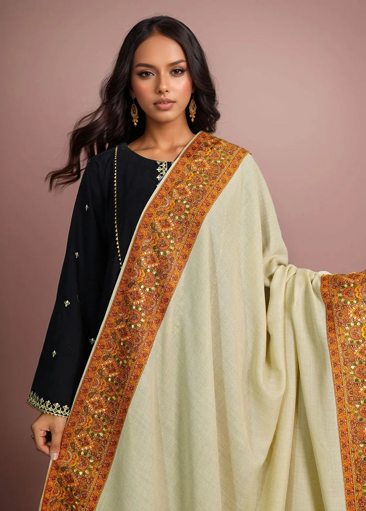 Sanaulla Exclusive Range Pashmina Shawl D-17 Fawn 1 - Winter Collection