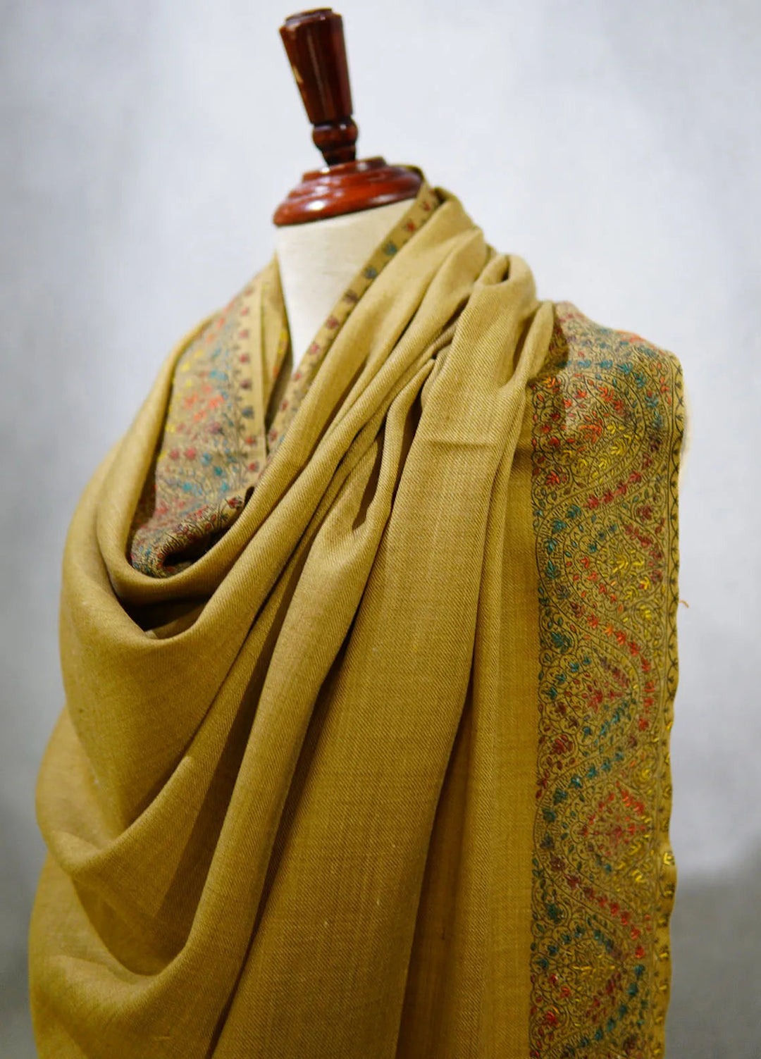 Sanaulla Exclusive Range Pashmina Shawl D-17 Light Brown 4 - Winter Collection