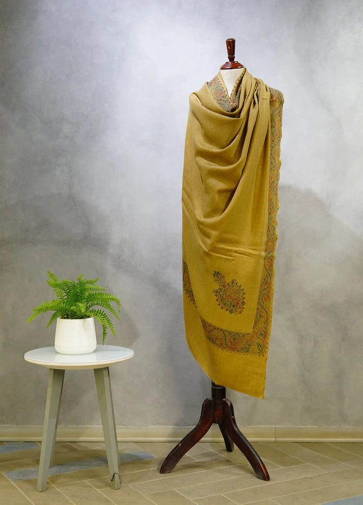 Sanaulla Exclusive Range Pashmina Shawl D-17 Light Brown 4 - Winter Collection