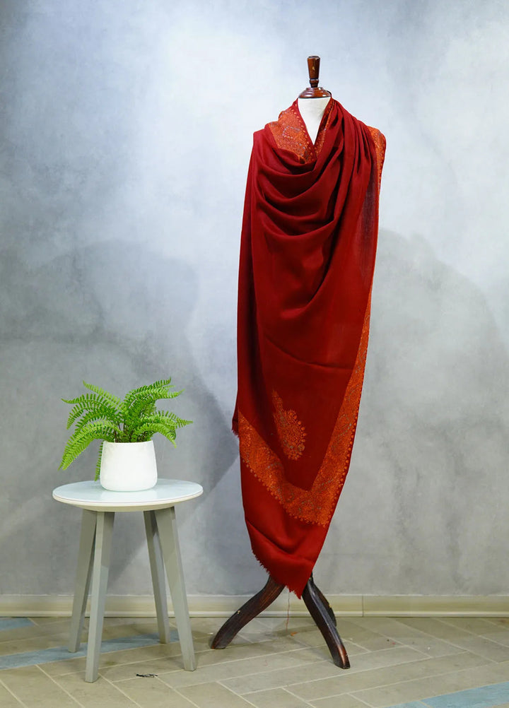 Sanaulla Exclusive Range Pashmina Shawl D-17 Mehroon 2 - Winter Collection