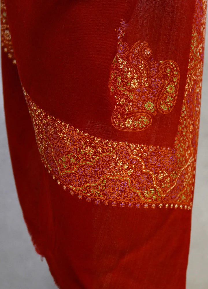 Sanaulla Exclusive Range Pashmina Shawl D-17 Mehroon 3 - Winter Collection