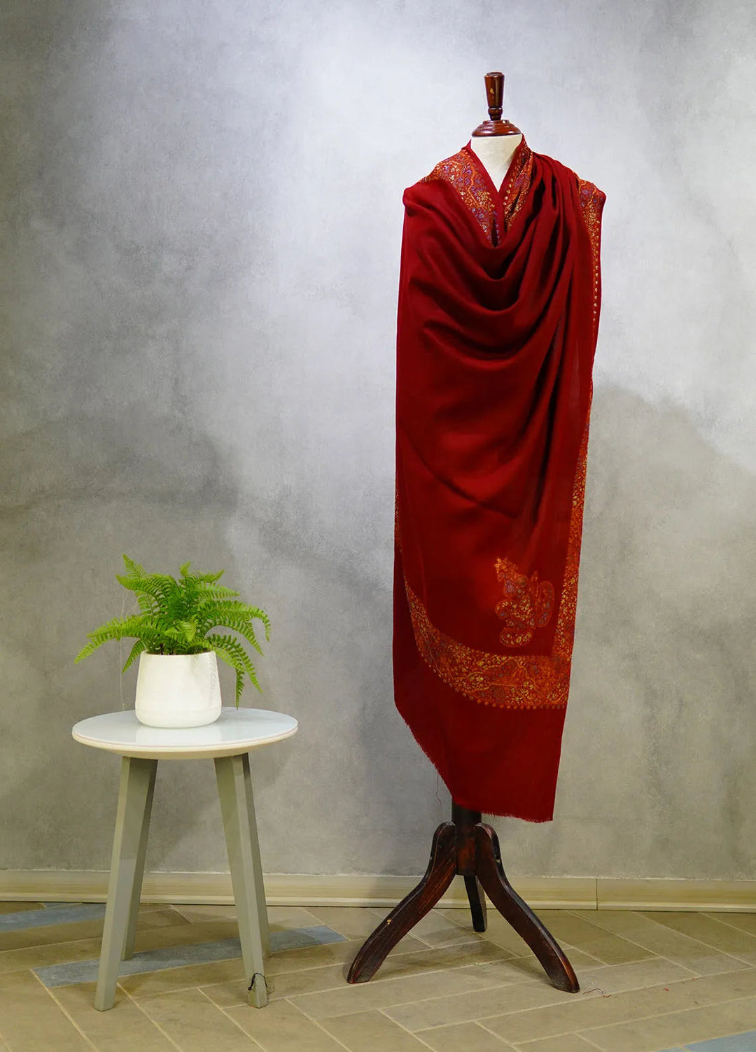 Sanaulla Exclusive Range Pashmina Shawl D-17 Mehroon 4 - Winter Collection