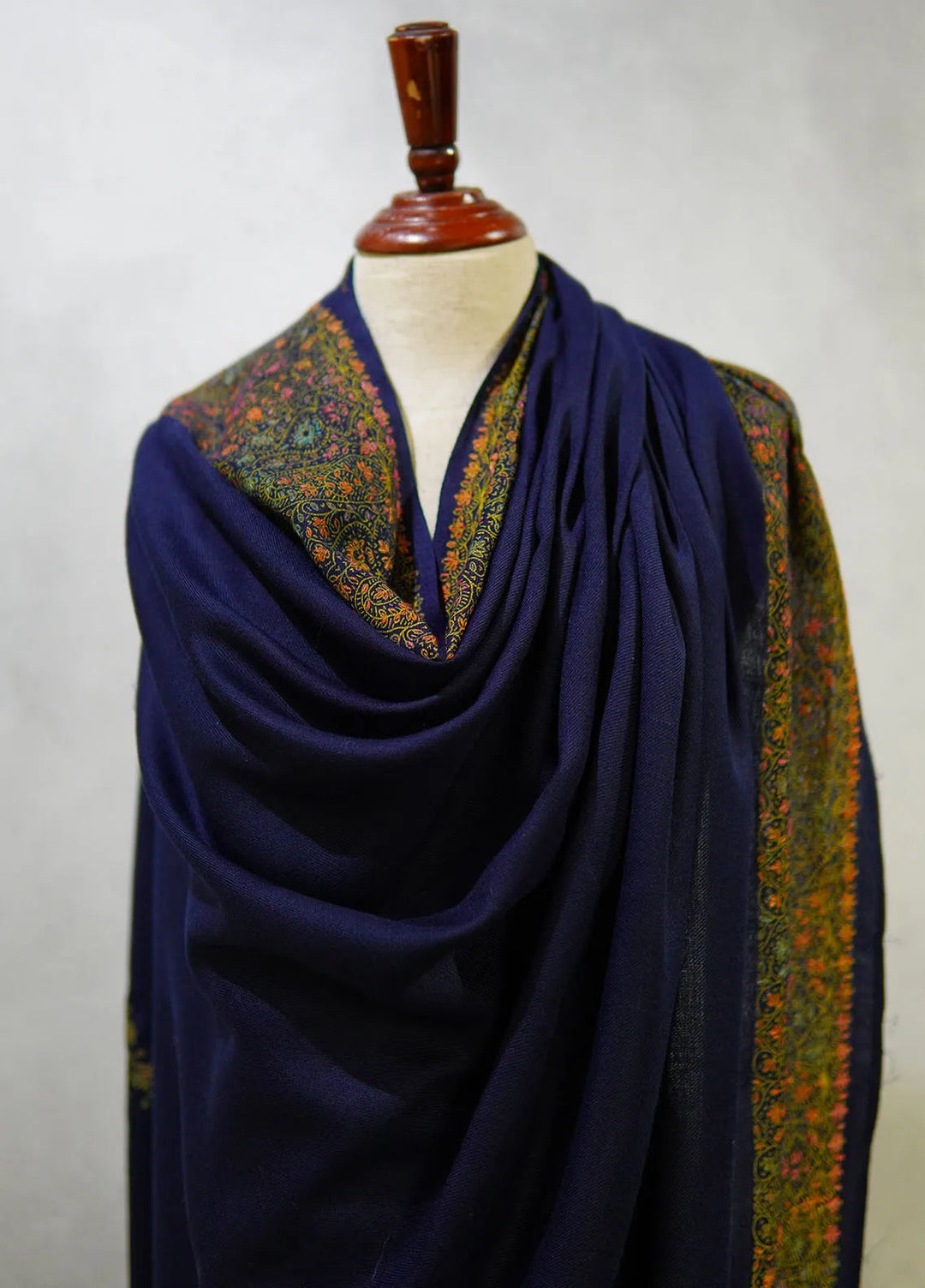 Sanaulla Exclusive Range Pashmina Shawl D-17 Navy Blue 1 - Winter Collection