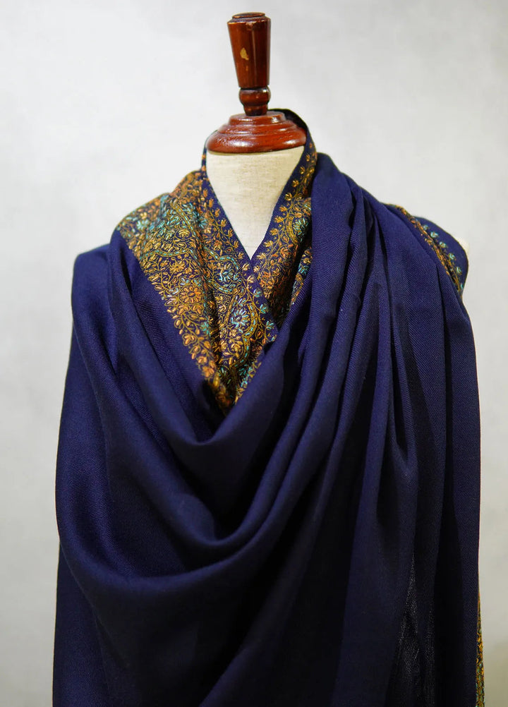 Sanaulla Exclusive Range Pashmina Shawl D-17 Navy Blue 3 - Winter Collection