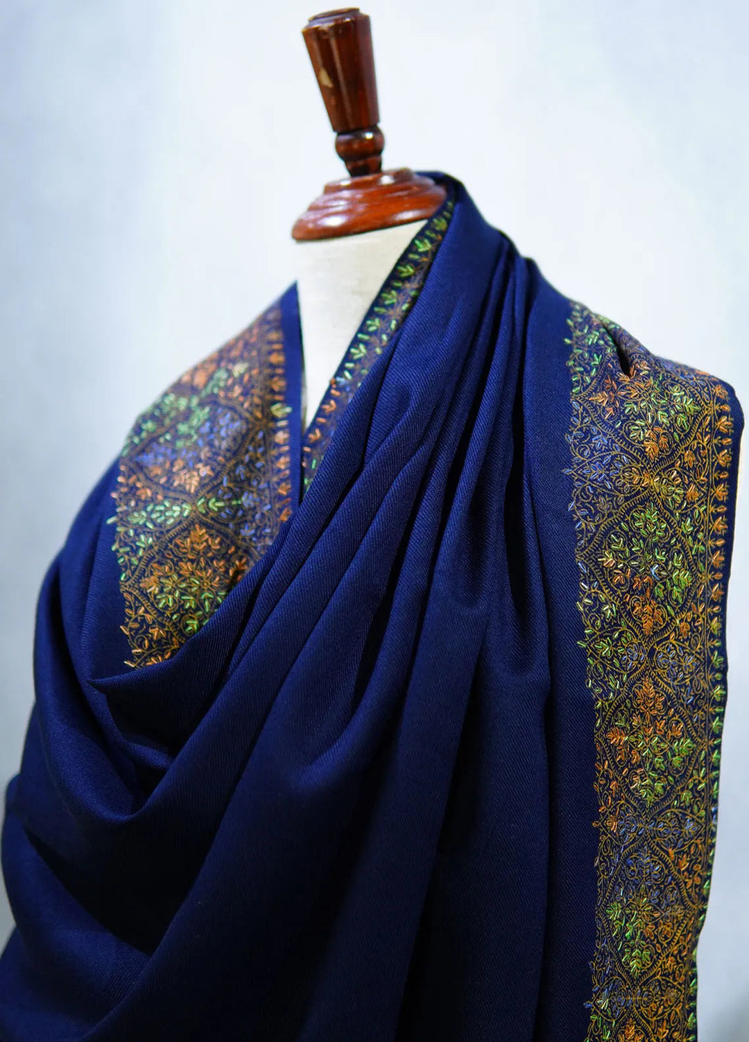 Sanaulla Exclusive Range Pashmina Shawl D-17 Navy Blue 5 - Winter Collection