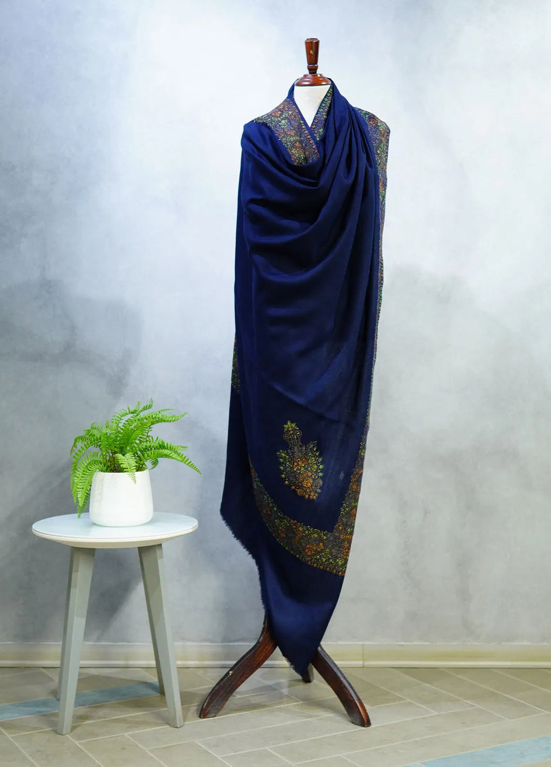 Sanaulla Exclusive Range Pashmina Shawl D-17 Navy Blue 5 - Winter Collection