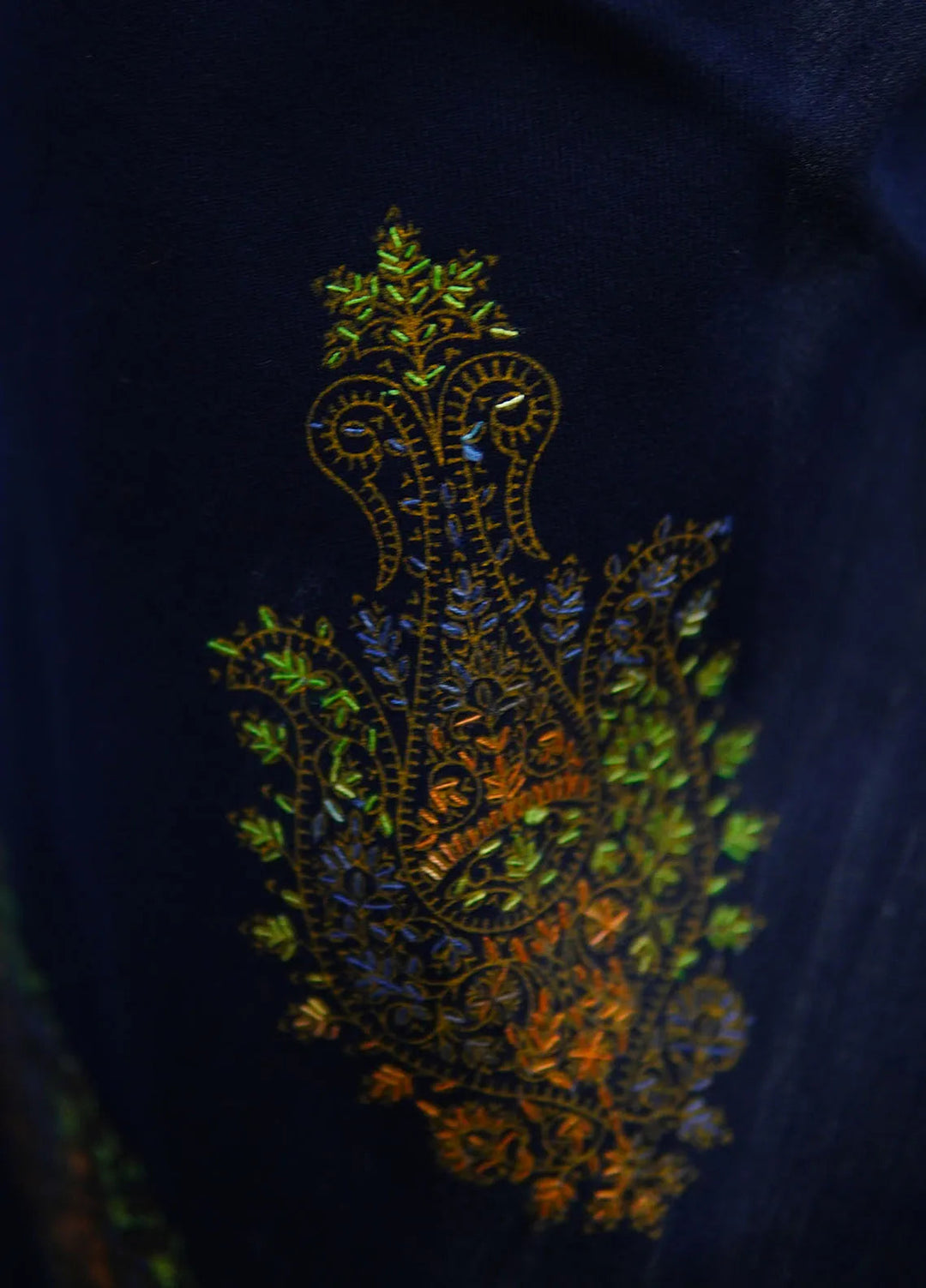 Sanaulla Exclusive Range Pashmina Shawl D-17 Navy Blue 5 - Winter Collection