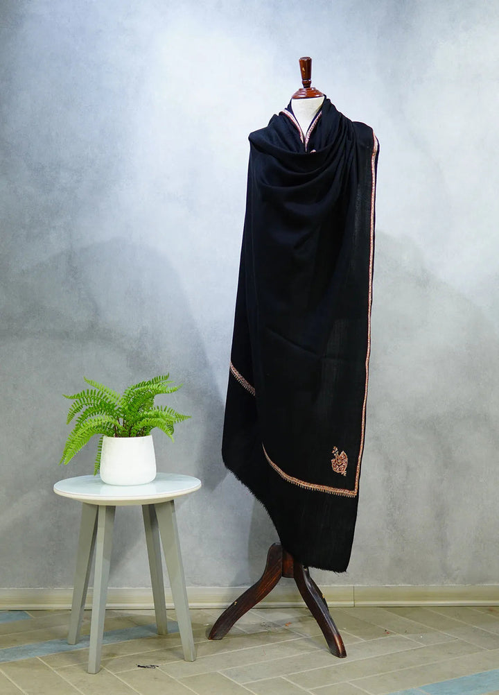 Sanaulla Exclusive Range Pashmina Shawl D-18 Black 4 - Winter Collection