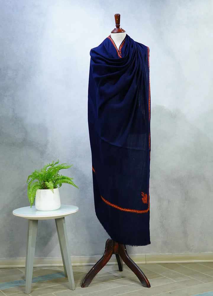Sanaulla Exclusive Range Pashmina Shawl D-18 Navy Blue 4 - Winter Collection